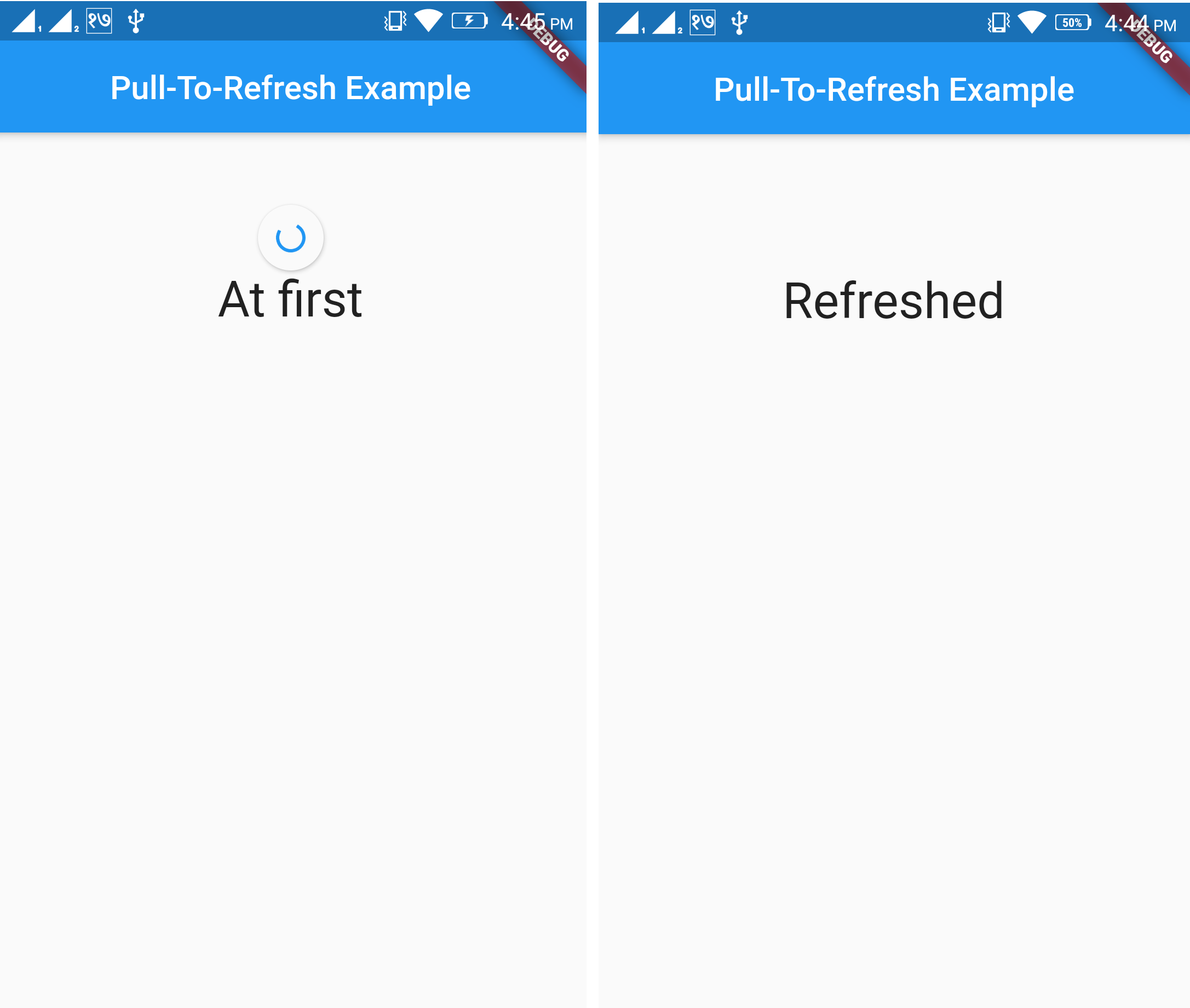 Pull to Refresh Flutter Output
